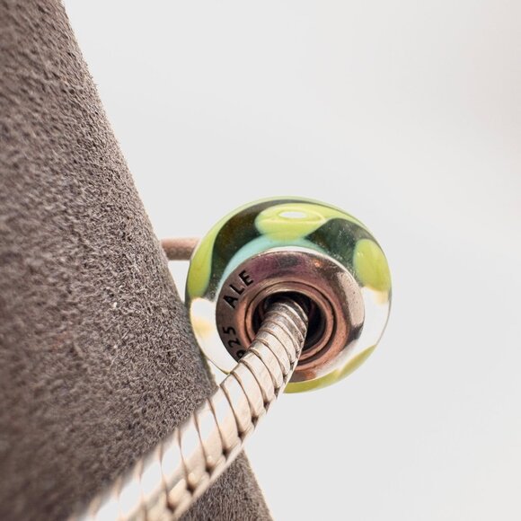 Pandora Sterling Silver 925 Charm Bracelet Mix of Sterling Slide Charms 7" L - Picture 10 of 12